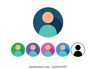 Ícones coloridos do perfil do usuário que representam pessoas em designs modernos de sites ou aplicativos