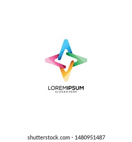 Colorful V Gradient Logo Template
