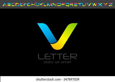 Colorful V letter Logo design alphabet collection