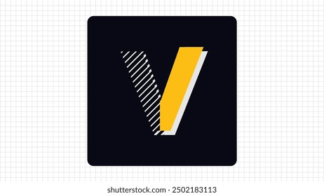 Colorful V Letter Vector Logo, Stylish Gradient Lines Logo Sign V Letter, V Character Logo Symbol