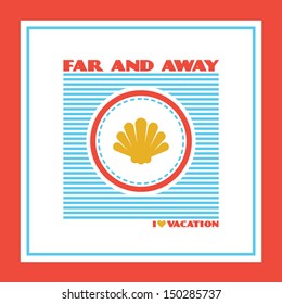 Colorful vacation banner with seashell