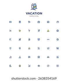 Colorful vacation and holiday set