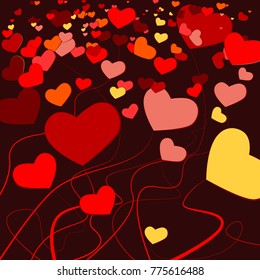  Colorful valentine. Abstract pattern with hearts. Background with hearts. 