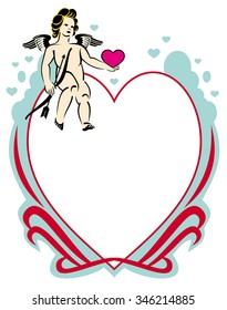 Colorful Valentine background with Cupid