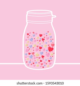 Colorful valentine heart The elements on the pink background Vector symbols of love in the form of hearts Valentine Greeting Card Design Brings Meaning