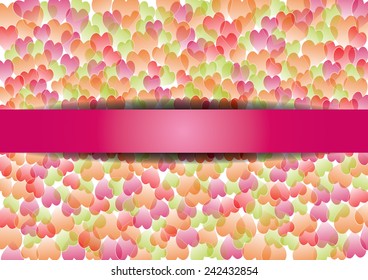 Colorful Valentine's day background with hearts, vector