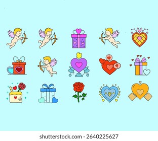 Colorful Valentine's Day Love Icons Collection
