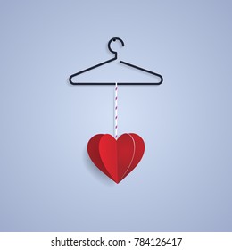 Colorful Valentine's day vector illustration using paper cut style