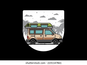Colorful Van camper illustration badge design