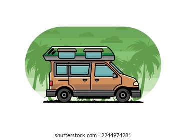 Colorful Van camper illustration badge design