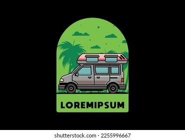 Colorful Van camper illustration badge design