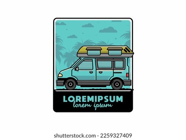 Colorful Van camper illustration badge design