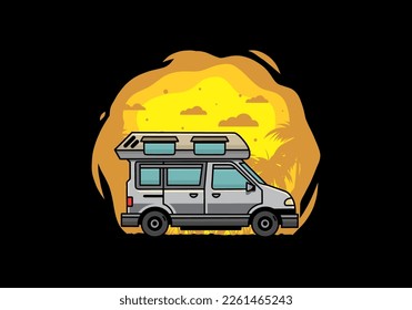Colorful Van camper illustration badge design