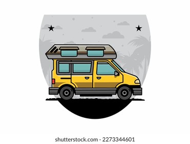 Colorful Van camper illustration badge design