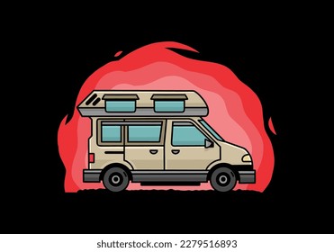 Colorful Van camper illustration badge design