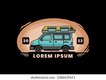 Colorful Van camper illustration badge design