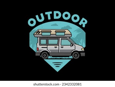 Colorful Van camper illustration badge design