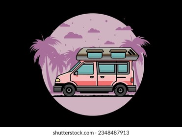 Colorful Van camper illustration badge design