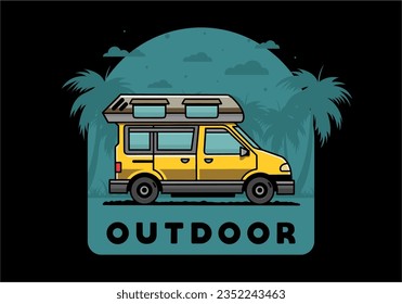 Colorful Van camper illustration badge design
