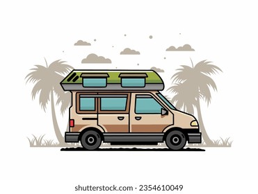 Colorful Van camper illustration badge design