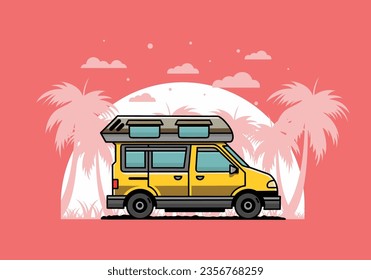 Colorful Van camper illustration badge design