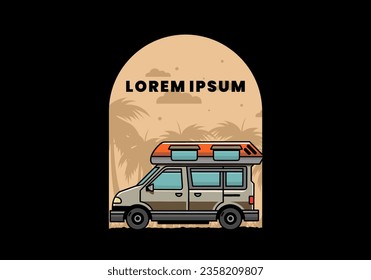 Colorful Van camper illustration badge design