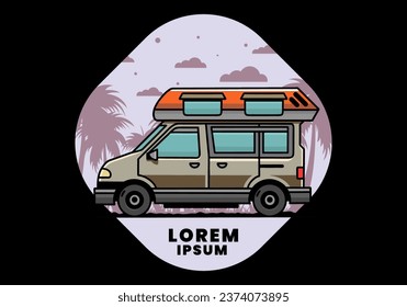 Colorful Van camper illustration badge design