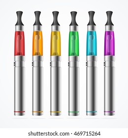 Colorful Vaporizer E-sigaret Set. Different Variants. Vector illustration