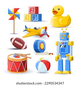 colorful and varied set of children's toys vector