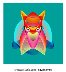 Colorful and Various Animal Face Illustration Icon for wallpaper Background. Dynamic flux Effect design. Abstract  Vector Monster Character Icon Head Design. Modern and Techno Style Pattern.