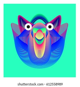 Colorful and Various Animal Face Illustration Icon for wallpaper Background. Dynamic flux Effect design. Abstract  Vector Monster Character Icon Head Design. Modern and Techno Style Pattern.