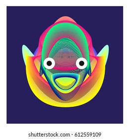 Colorful and Various Animal Face Illustration Icon for wallpaper Background. Dynamic flux Effect design. Abstract  Vector Monster Character Icon Head Design. Modern and Techno Style Pattern.