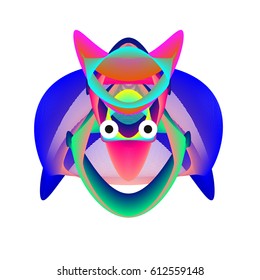 Colorful and Various Animal Face Illustration Icon for wallpaper Background. Dynamic flux Effect design. Abstract  Vector Monster Character Icon Head Design. Modern and Techno Style Pattern.