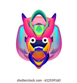 Colorful and Various Animal Face Illustration Icon for wallpaper Background. Dynamic flux Effect design. Abstract  Vector Monster Character Icon Head Design. Modern and Techno Style Pattern.