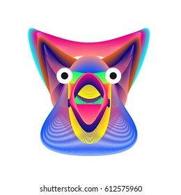 Colorful and Various Animal Face Illustration Icon for wallpaper Background. Dynamic flux Effect design. Abstract  Vector Cartoon Monster Character Icon Head Design. Modern and Techno Style Pattern.