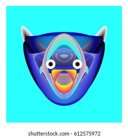 Colorful and Various Animal Face Illustration Icon for wallpaper Background. Dynamic flux Effect design. Abstract  Vector Cartoon Monster Character Icon Head Design. Modern and Techno Style Pattern.