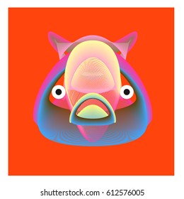 Colorful and Various Animal Face Illustration Icon for wallpaper Background. Dynamic flux Effect design. Abstract  Vector Cartoon Monster Character Icon Head Design. Modern and Techno Style Pattern.