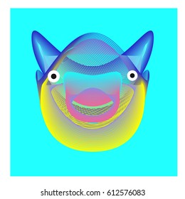 Colorful and Various Animal Face Illustration Icon for wallpaper Background. Dynamic flux Effect design. Abstract  Vector Cartoon Monster Character Icon Head Design. Modern and Techno Style Pattern.