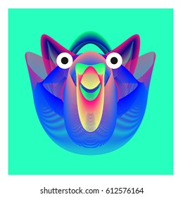 Colorful and Various Animal Face Illustration Icon for wallpaper Background. Dynamic flux Effect design. Abstract  Vector Cartoon Monster Character Icon Head Design. Modern and Techno Style Pattern.