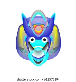 Colorful and Various Animal Face Illustration Icon for wallpaper Background. Dynamic flux Effect design. Abstract  Vector Cartoon Monster Character Icon Head Design. Modern and Techno Style Pattern.