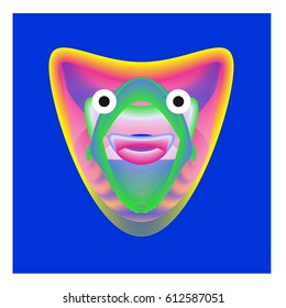 Colorful and Various Animal Face Illustration Icon for wallpaper Background. Dynamic flux Effect design. Abstract  Vector Cartoon Monster Character Icon Head Design. Modern and Techno Style Pattern.