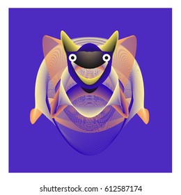 Colorful and Various Animal Face Illustration Icon for wallpaper Background. Dynamic flux Effect design. Abstract  Vector Cartoon Monster Character Icon Head Design. Modern and Techno Style Pattern.