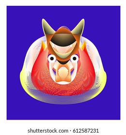 Colorful and Various Animal Face Illustration Icon for wallpaper Background. Dynamic flux Effect design. Abstract  Vector Cartoon Monster Character Icon Head Design. Modern and Techno Style Pattern.