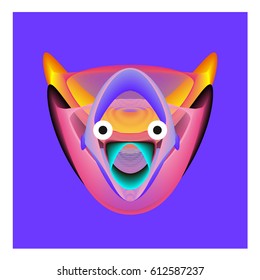 Colorful and Various Animal Face Illustration Icon for wallpaper Background. Dynamic flux Effect design. Abstract  Vector Cartoon Monster Character Icon Head Design. Modern and Techno Style Pattern.