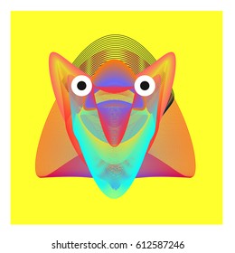 Colorful and Various Animal Face Illustration Icon for wallpaper Background. Dynamic flux Effect design. Abstract  Vector Cartoon Monster Character Icon Head Design. Modern and Techno Style Pattern.