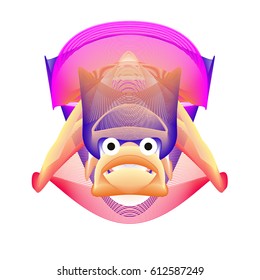 Colorful and Various Animal Face Illustration Icon for wallpaper Background. Dynamic flux Effect design. Abstract  Vector Cartoon Monster Character Icon Head Design. Modern and Techno Style Pattern.