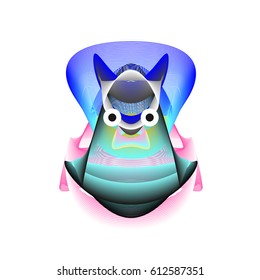 Colorful and Various Animal Face Illustration Icon for wallpaper Background. Dynamic flux Effect design. Abstract  Vector Cartoon Monster Character Icon Head Design. Modern and Techno Style Pattern.