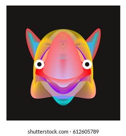 Colorful and Various Animal Face Illustration Icon for wallpaper Background. Dynamic flux Effect design. Abstract  Vector Cartoon Monster Character Icon Head Design. Modern and Techno Style Pattern.
