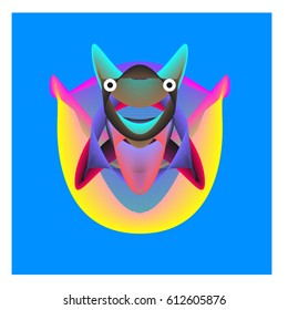 Colorful and Various Animal Face Illustration Icon for wallpaper Background. Dynamic flux Effect design. Abstract  Vector Cartoon Monster Character Icon Head Design. Modern and Techno Style Pattern.