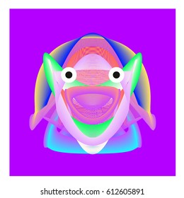 Colorful and Various Animal Face Illustration Icon for wallpaper Background. Dynamic flux Effect design. Abstract  Vector Cartoon Monster Character Icon Head Design. Modern and Techno Style Pattern.
